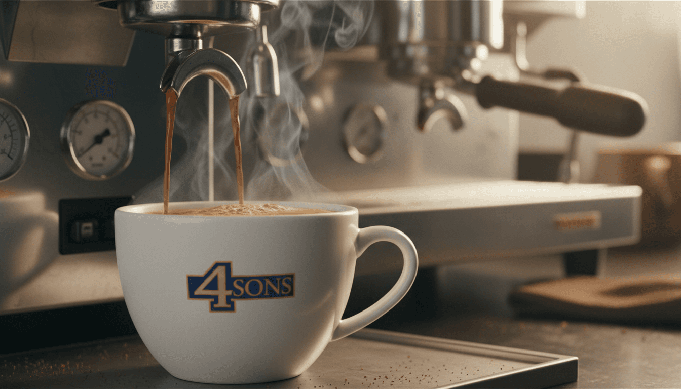 Freshly brewed coffee at 4 Sons