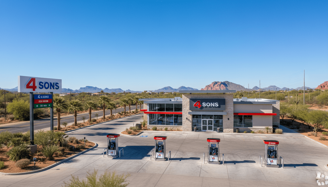 4 Sons convenience store and gas station exterior in Arizona